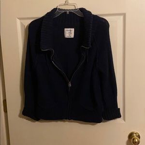 American Eagle 3/4 sleeve knitted zip-up sweater